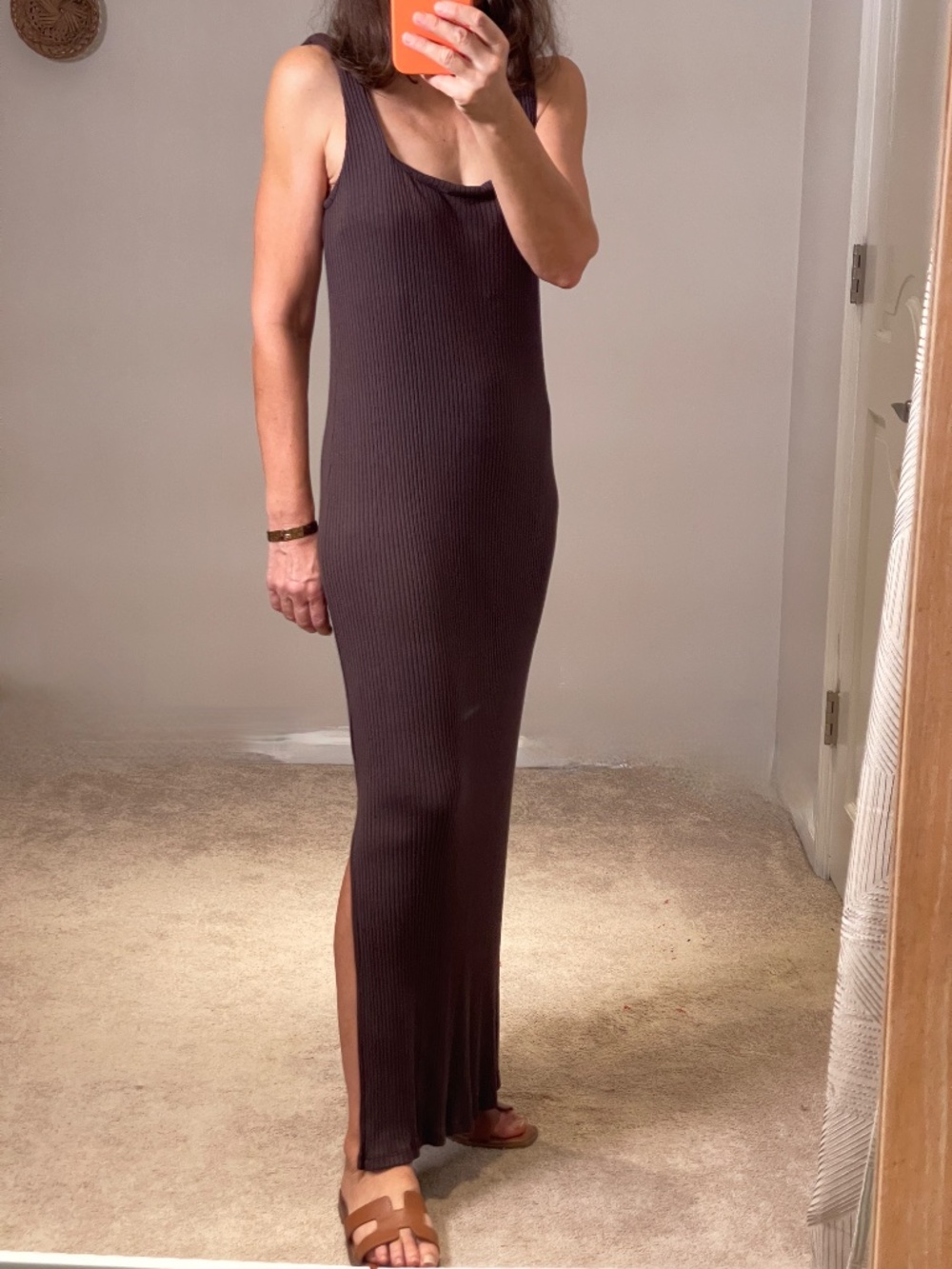 Shore stretch Pencil chocolate long dress women XL